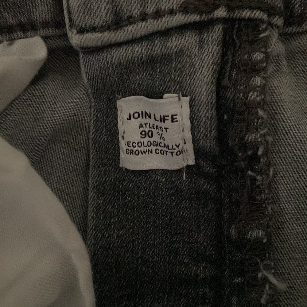 Zara denim vintage wash grey charcoal high rise straight leg ankle jeans - Picture 12 of 13